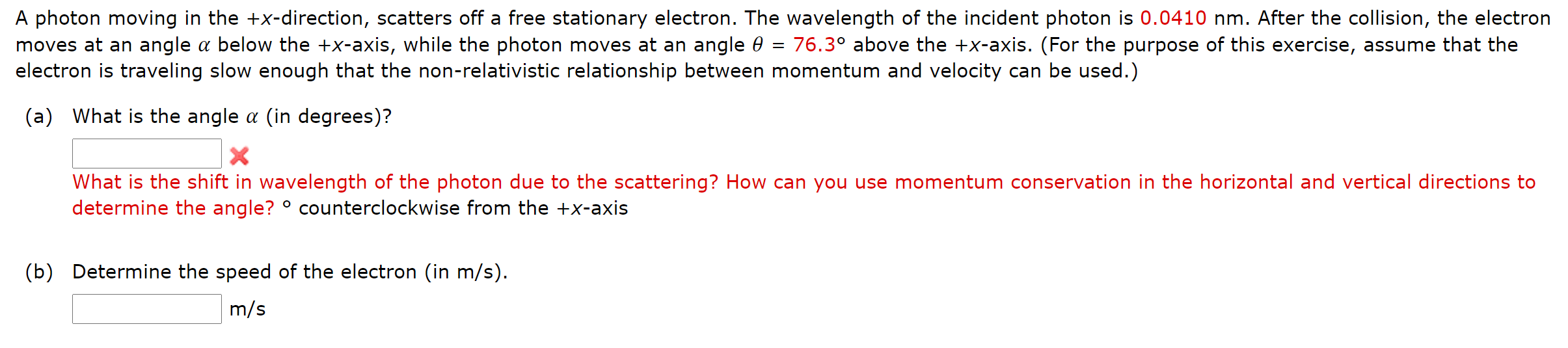 Solved A photon moving in the +x-direction, scatters off a | Chegg.com