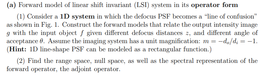 (a) Forward model of linear shift invariant (LSI) | Chegg.com
