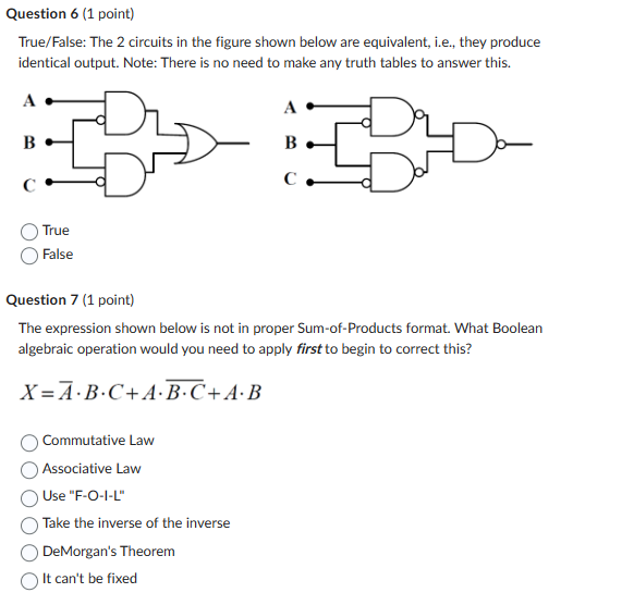 Solved True/False: The 2 circuits in the figure shown below | Chegg.com
