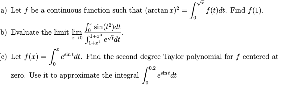 Solved a) Let f be a continuous function such that (arctan | Chegg.com