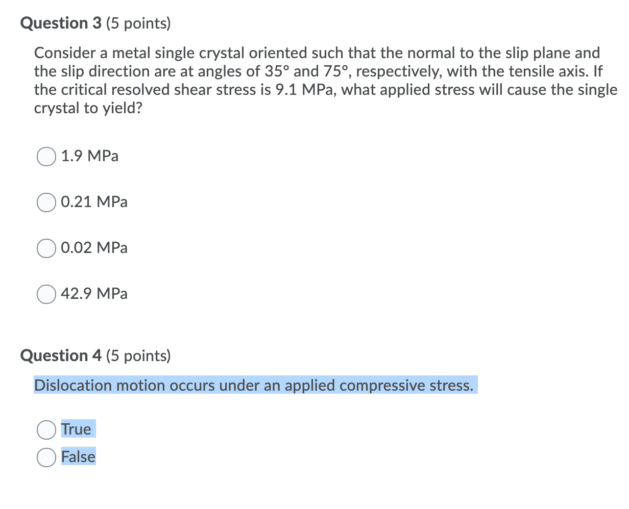 Solved Question 3 (5 points) Consider a metal single crystal