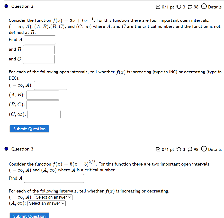 Solved Consider The Function F X 3 X 6 X − 1 For