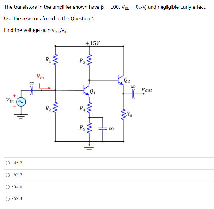 Solved = = The Transistors In The Amplifier Shown Have B = | Chegg.com