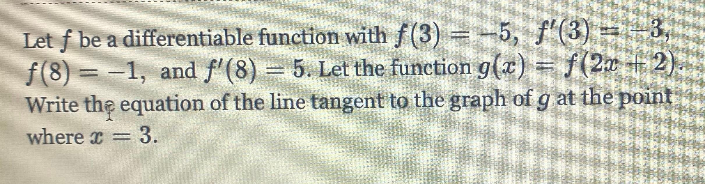 Solved Let F Be A Differentiable Function With F 3 5 Chegg Com