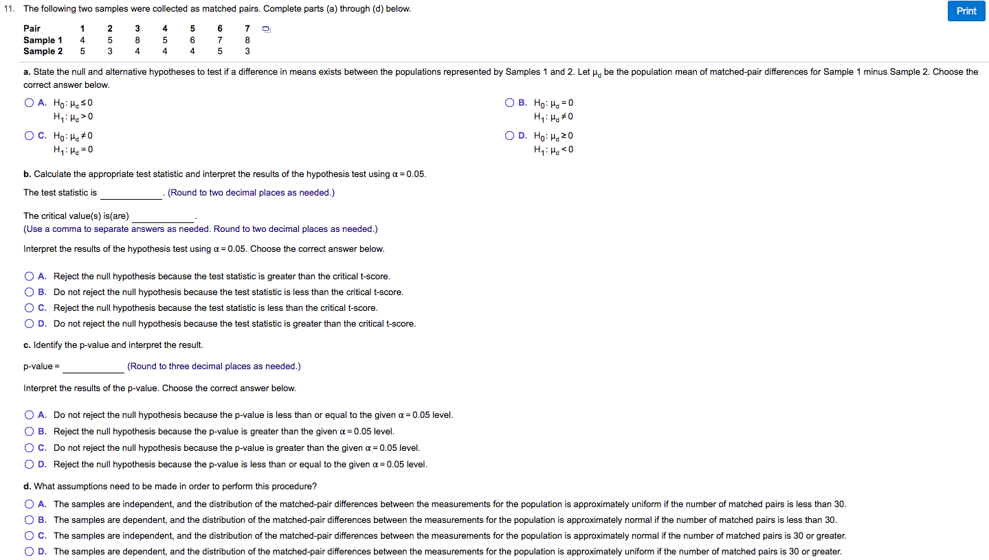 Solved 11. The following two samples were collected as | Chegg.com