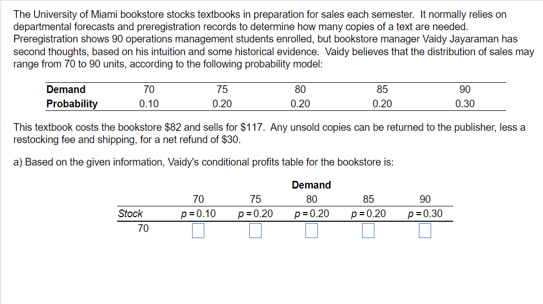 Solved The University of Miami bookstore stocks textbooks in