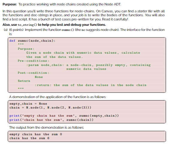 Solved Purpose: To practice working with node chains created | Chegg.com