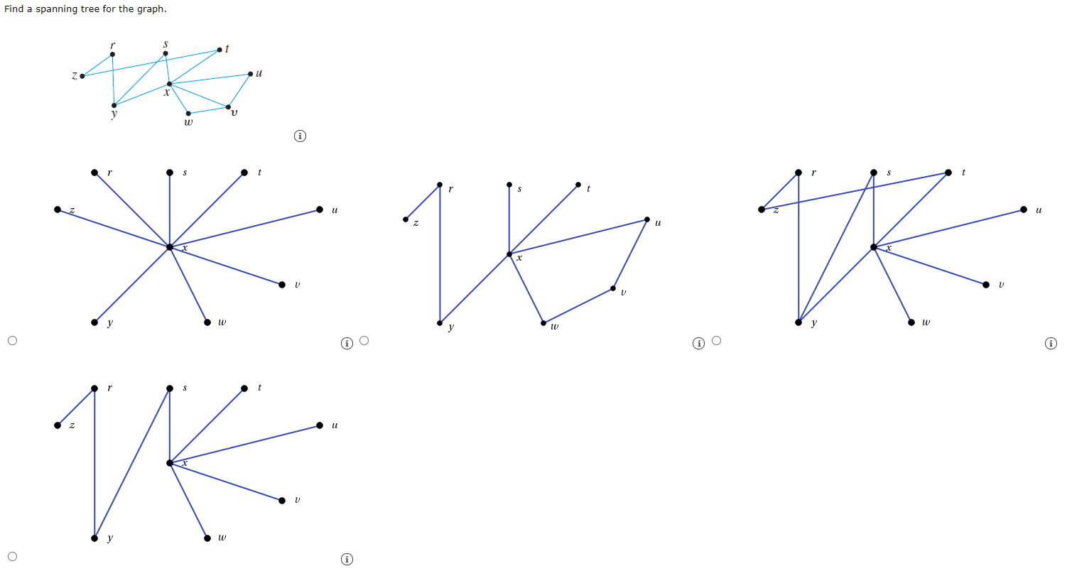 Solved Find a spanning tree for the graph. A graph with 9 | Chegg.com