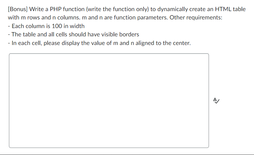 Solved [Bonus] Write a PHP function (write the function | Chegg.com