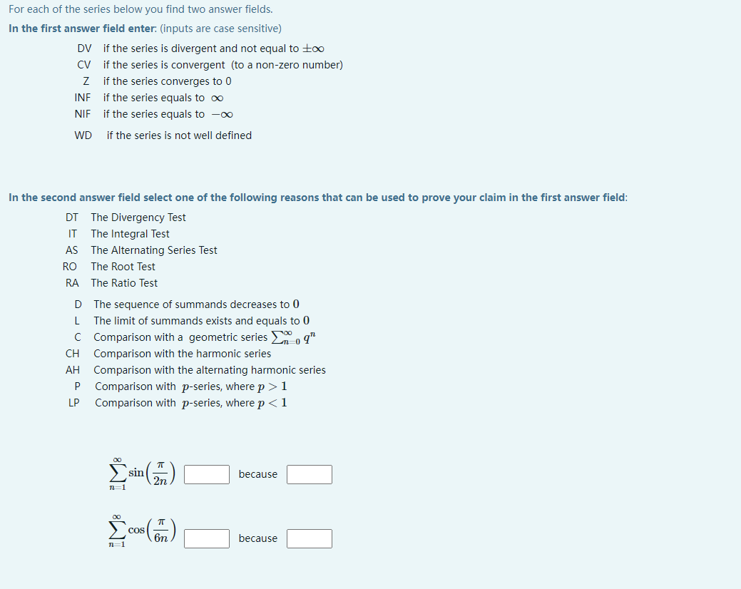 Solved For each of the series below you find two answer | Chegg.com