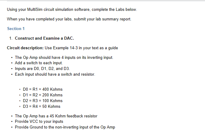 Solved Using your MultiSim circuit simulation software, | Chegg.com