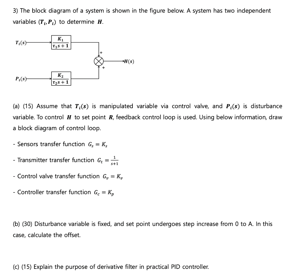 Solved 3) The Block Diagram Of A System Is Shown In The | Chegg.com