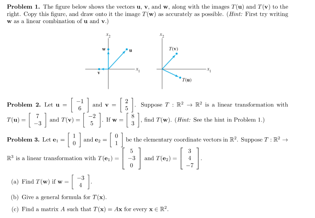 Solved Problem 1 The Figure Below Shows The Vectors U V Chegg Com