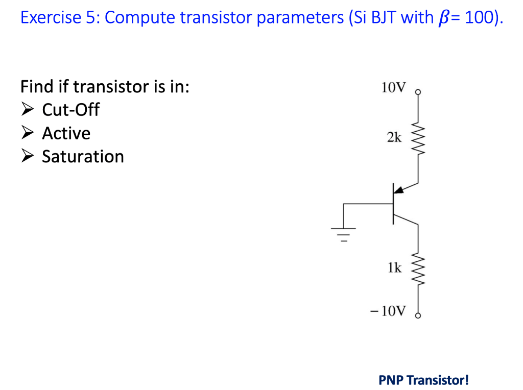 Solved Exercise 5 Compute transistor parameters (Si BJT