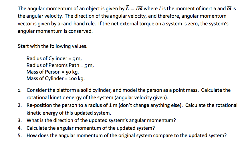 Solved The angular momentum of an object is given by T = Tā | Chegg.com