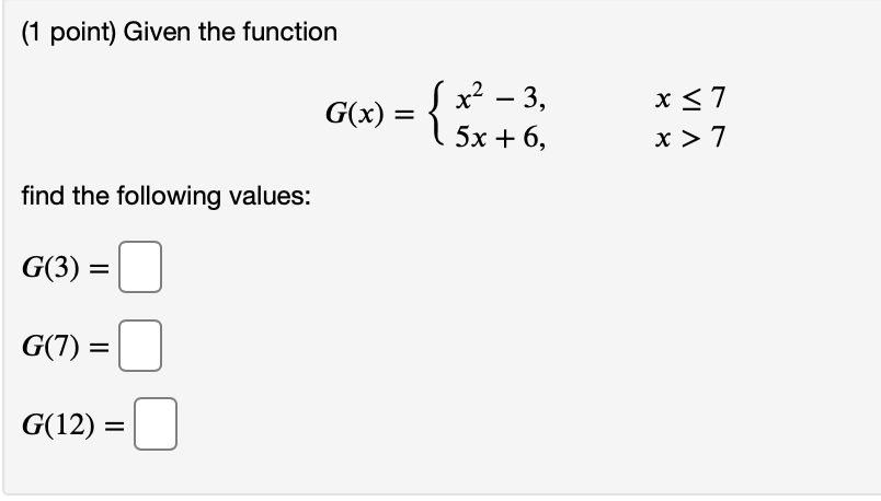 Solved (1 ﻿point) ﻿Given The | Chegg.com