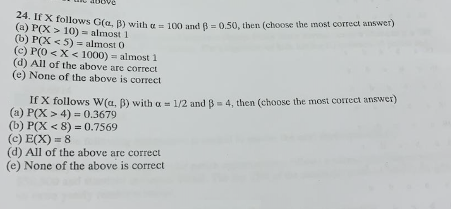 Solved 24 If X Follows G A B With A 100 And B 0 50 Chegg Com