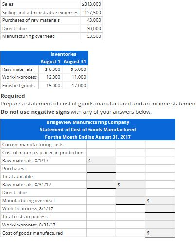 Statement of Cost of Goods Manufactured and | Chegg.com