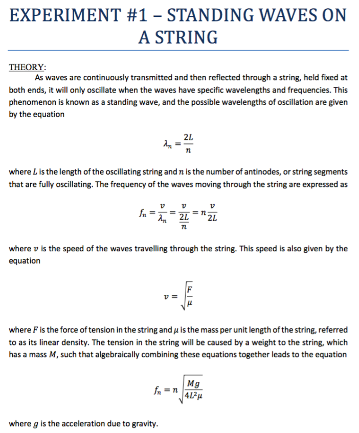 This Is For A Lab Regarding standing Waves On A Chegg