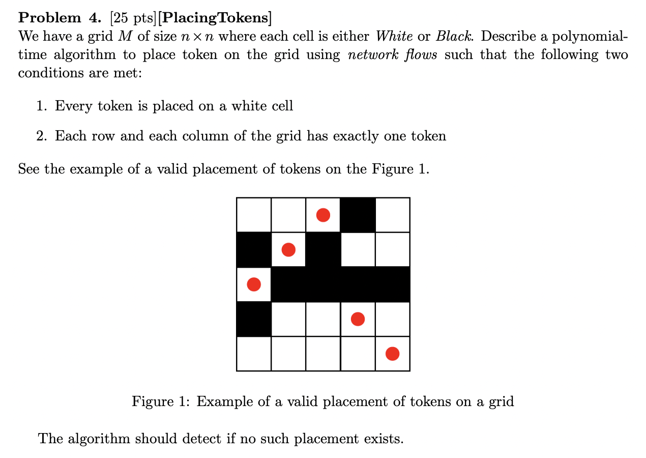 Solved Problem 4. [25 pts] [PlacingTokens] We have a grid M | Chegg.com