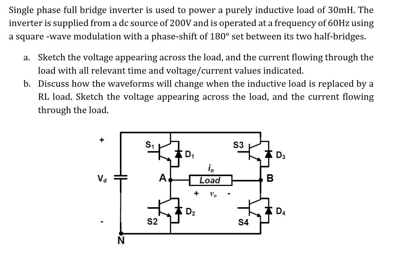 Solved Single Phase Full Bridge Inverter Is Used To Power A | Chegg.com