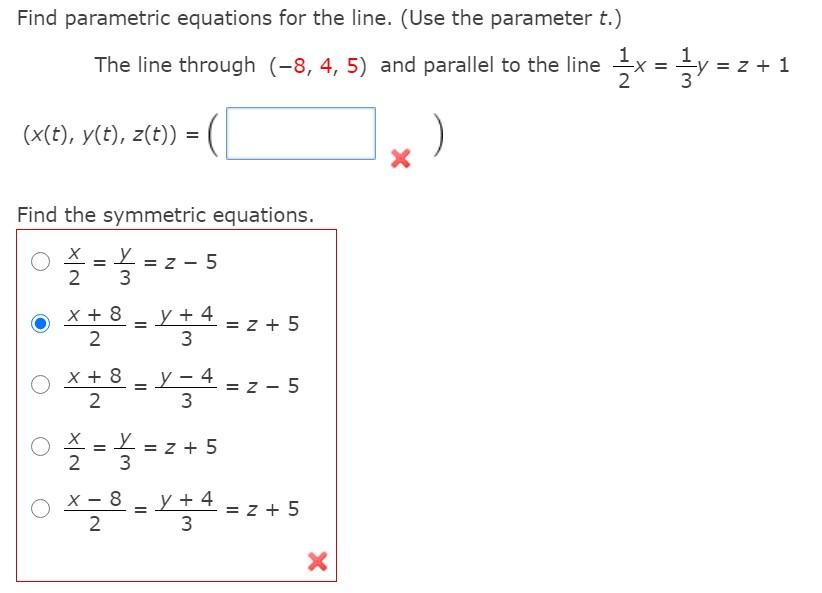 Solved Find Parametric Equations For The Line Use The P Chegg Com