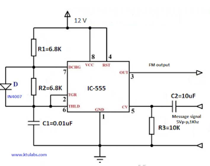 Solved 12 V R1=6.8K - 8 VCC 4 RST FM output DCHIG 71 OUT 3 D | Chegg.com