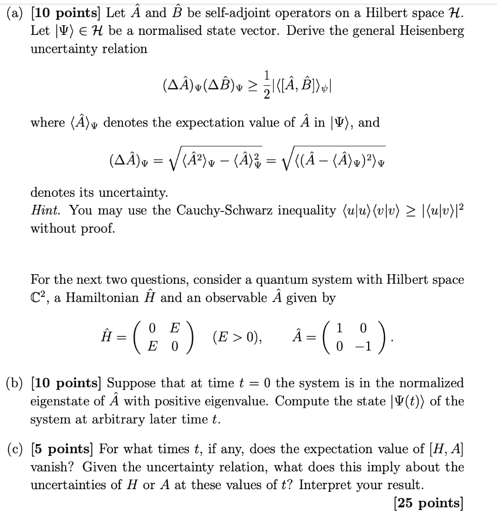 Solved A 10 Points Let A And ể Be Self Adjoint Operators Chegg Com