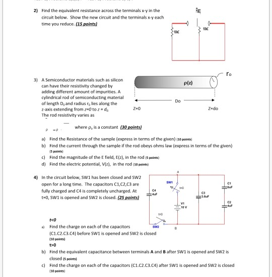 2) Find the equivalent resistance across the | Chegg.com