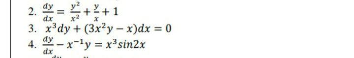Solved dx x2 2. dy y2 ++1 3. x3dy + (3xy - x)dx = 0 dy 4. | Chegg.com