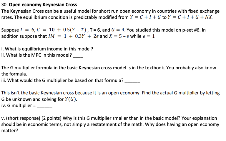 Solved 30 Open Economy Keynesian Cross The Keynesian Cro Chegg Com