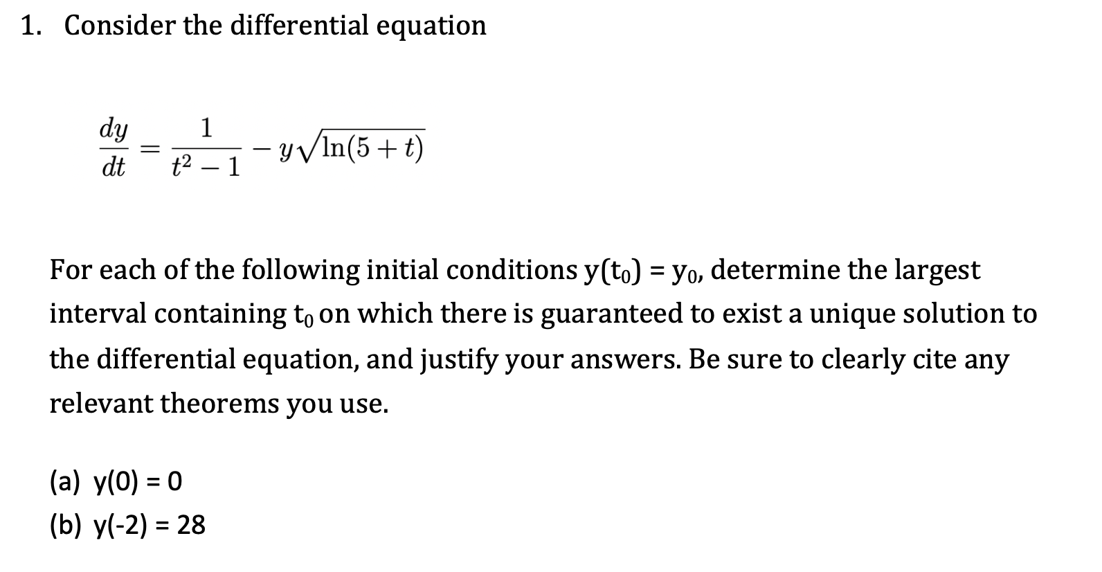 Solved 1. Consider the differential equation dy dt 1 - | Chegg.com