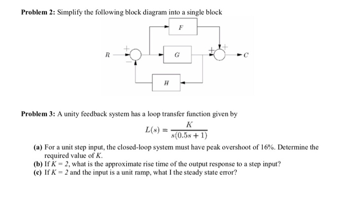 Solved Problem 2: Simplify The Following Block Diagram Into | Chegg.com