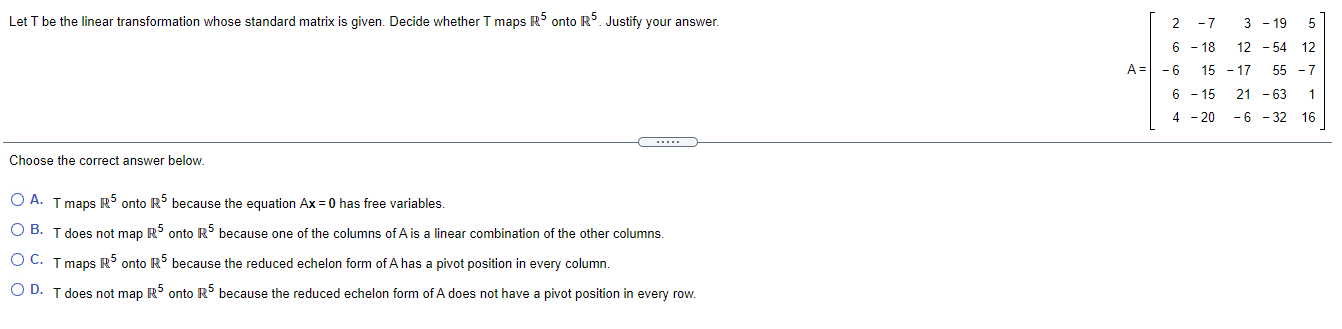 Solved Let T be the linear transformation whose standard | Chegg.com