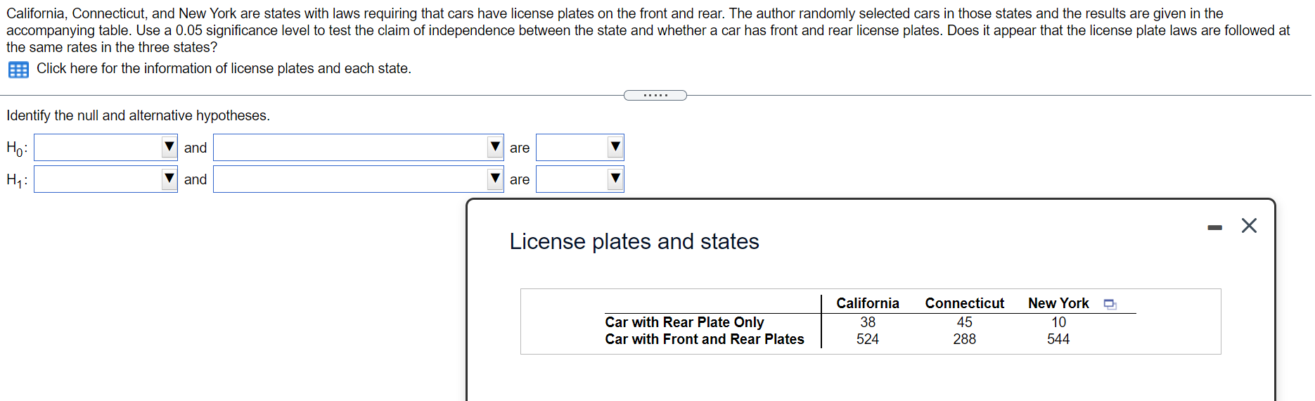 Solved California, Connecticut, and New York are states with