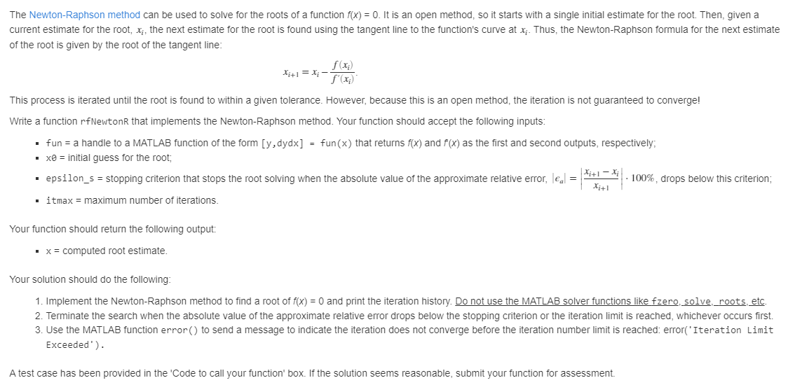 Solved The Newton-Raphson method can be used to solve for | Chegg.com