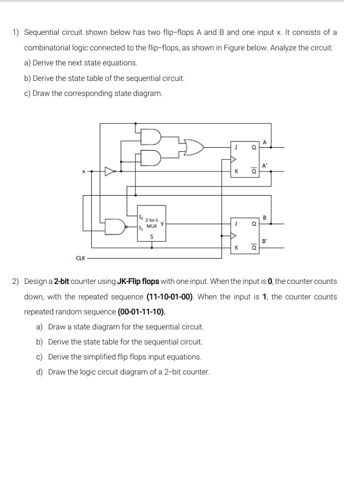 Solved 1) Sequential Circuit Shown Below Has Two Flip-flops | Chegg.com