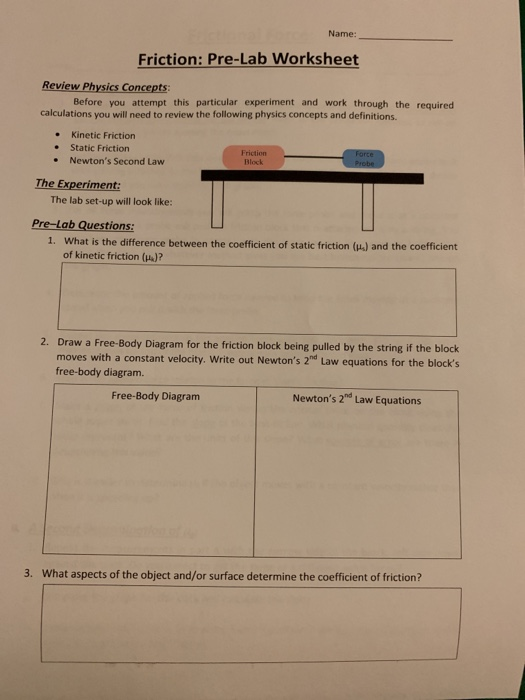 physics friction lab experiment answers