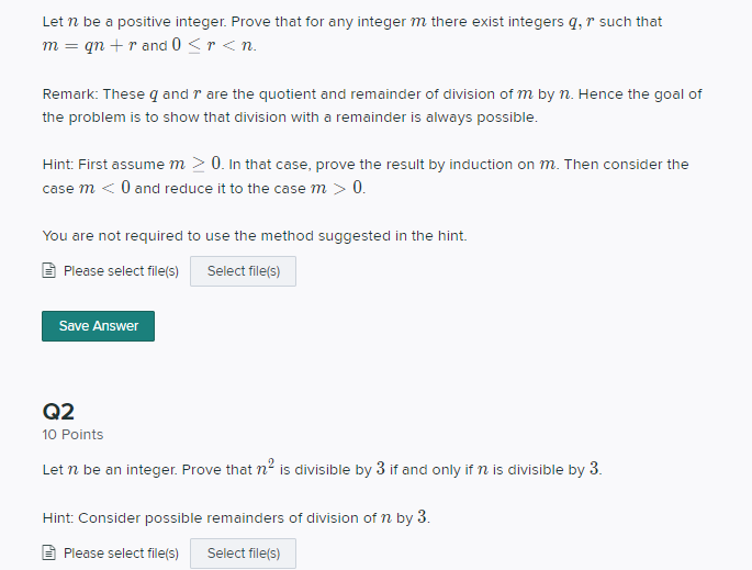 Solved Let N Be A Positive Integer. Prove That For Any | Chegg.com