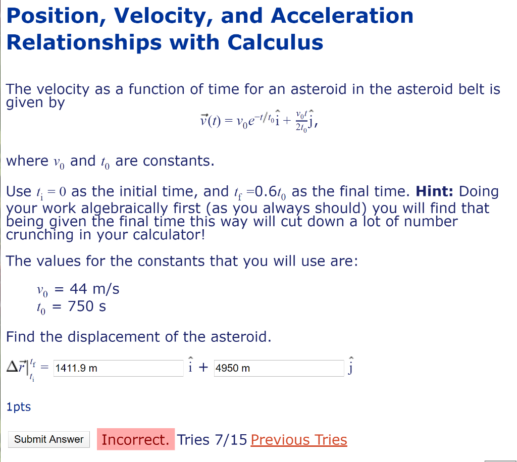 Solved Position Velocity And Acceleration Relationships Chegg Com