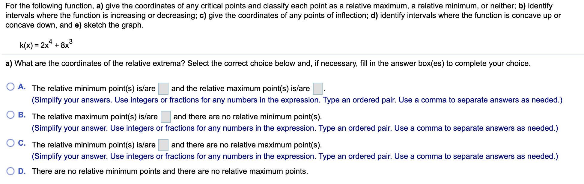 Solved For The Following Function, A) Give The Coordinates | Chegg.com