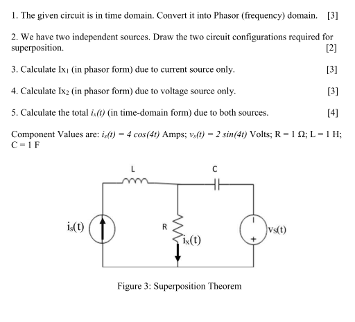 Solved 1. The given circuit is in time domain. Convert it | Chegg.com