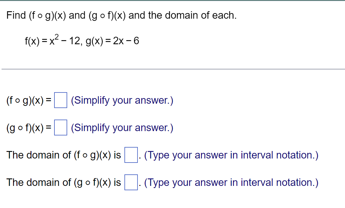 Solved Find (f∘g)(x) And (g∘f)(x) And The Domain Of Each. | Chegg.com