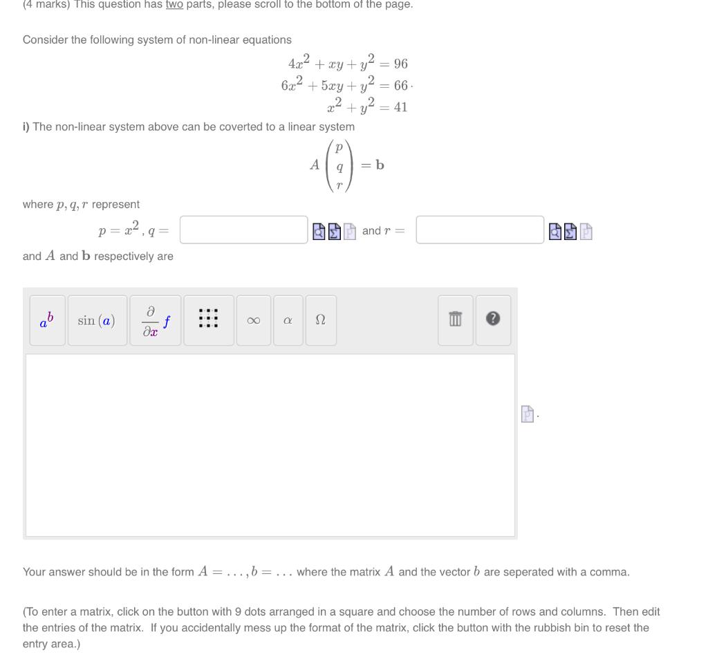 Solved Consider The Following System Of Non-linear Equations | Chegg.com