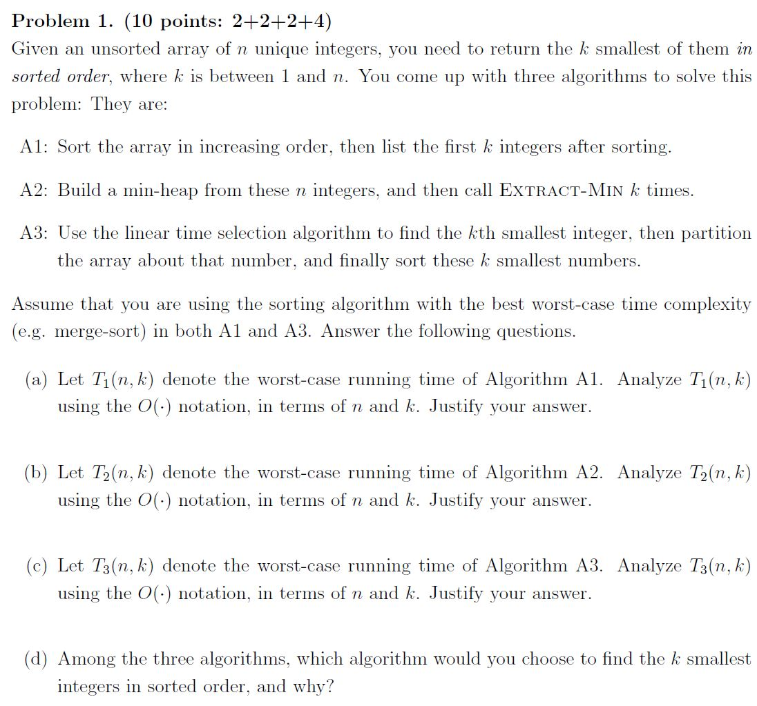Solved Problem 1 10 Points 2 2 2 4 Given An Unsorted Chegg Solved Problem 1 10 Points 2 2 2 4 Given An Unsorted Chegg