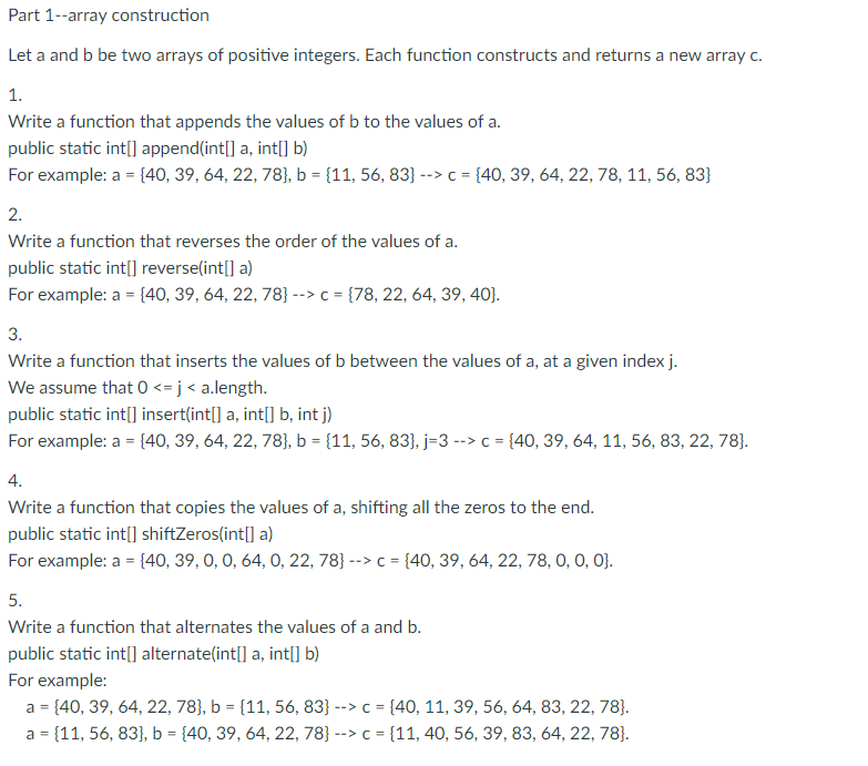 Solved Part 1 --array Construction Let A And B Be Two Arrays | Chegg.com