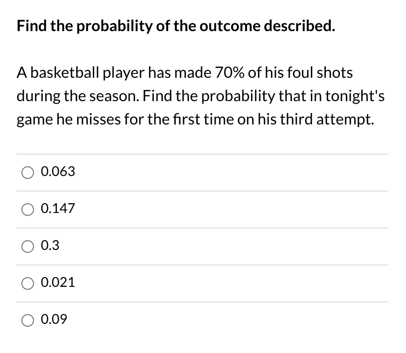 Solved Find The Probability Of The Outcome Described. A | Chegg.com