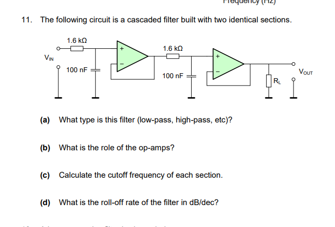 Solved The following circuit is a cascaded filter built with | Chegg.com