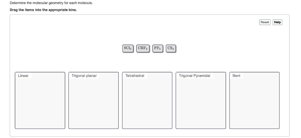 Solved Determine the molecular geometry for each molecule. | Chegg.com