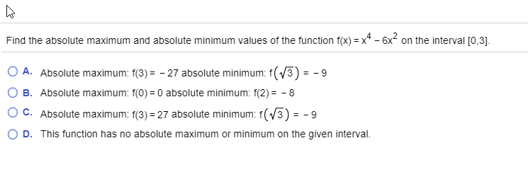Solved Find the absolute maximum and absolute minimum values | Chegg.com